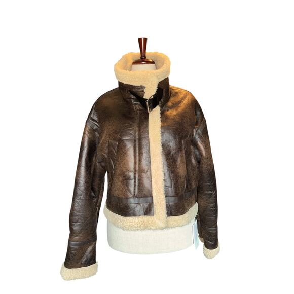Commense Brown Faux Shearling Oversize Flight Jacket | Size M | NWT - Picture 5 of 9
